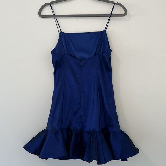 NWT Bardot Geri Taffeta Ruffle Mini Dress in Cobalt Blue 6/8 - Picture 6 of 12